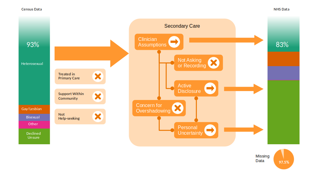 infographic examining potential sources of biases in demographic data around sexual orientation